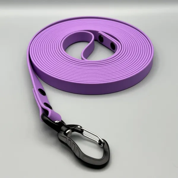 Schleppleine mit Aluminium Karabiner aus Biothane - Amethyst