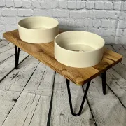 Eiche Design Futterstation mit Keramiknäpfen