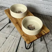 Eiche Design Futterstation mit Keramiknäpfen