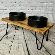Eiche Design Futterstation mit Keramiknäpfen